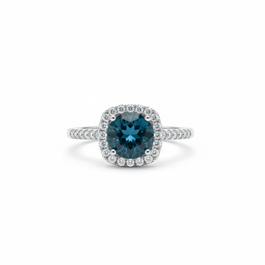 Anello argento 925 con topazio London Blue