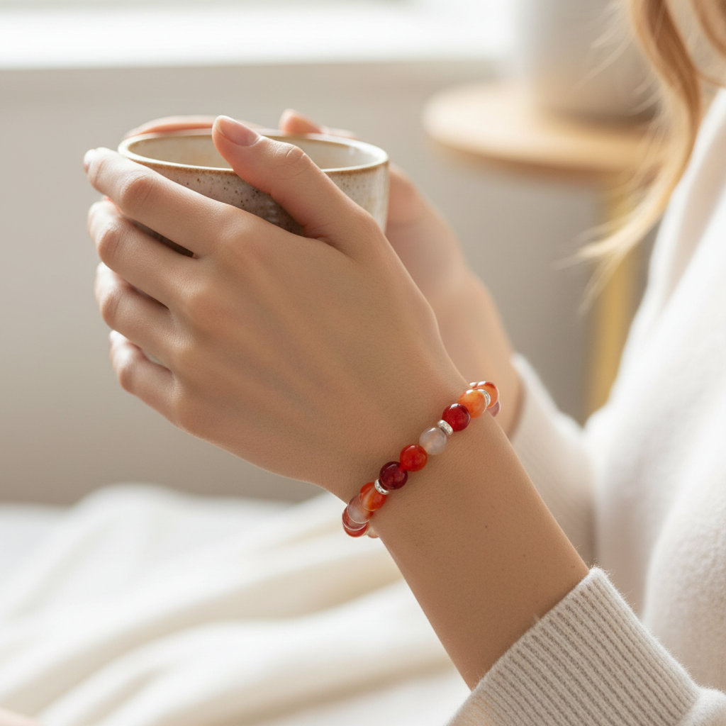 Bracciale agata arancio indossato