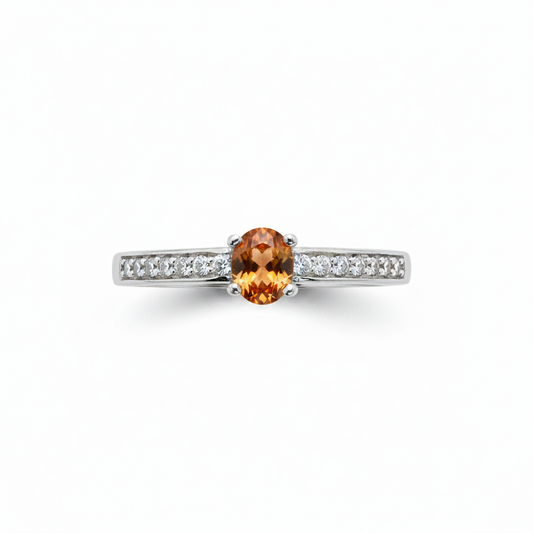 Anello tormalina arancione - vista frontale