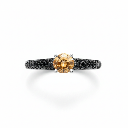 Anello in argento 925 con tormalina arancione vista dall'alto