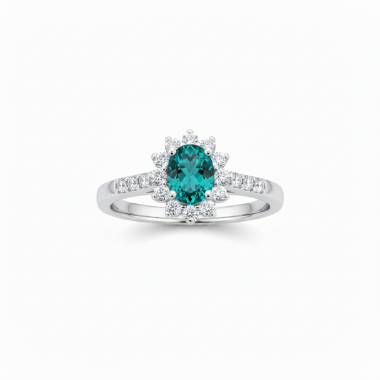 Anello apatite e zirconi - vista frontale