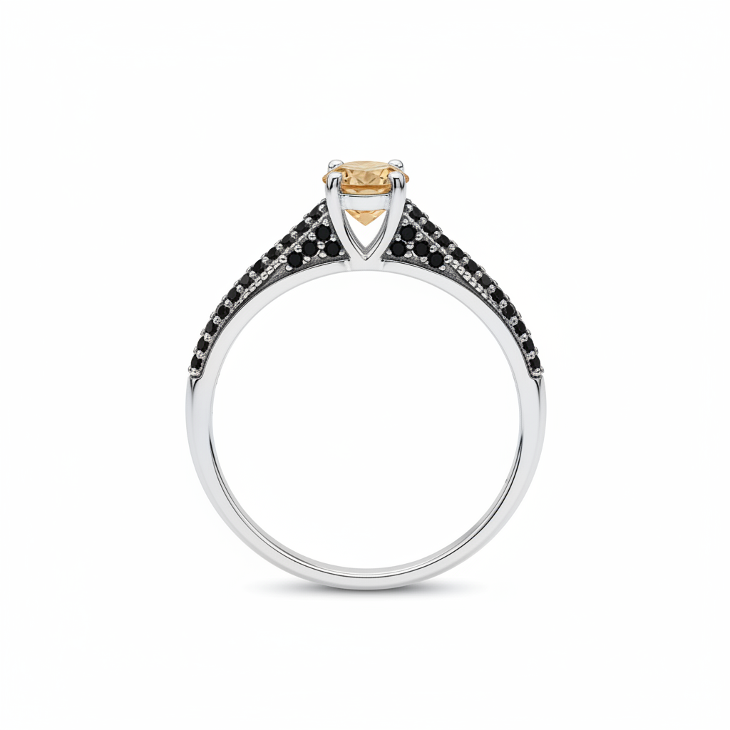 Anello in argento 925 con tormalina arancione vista laterale