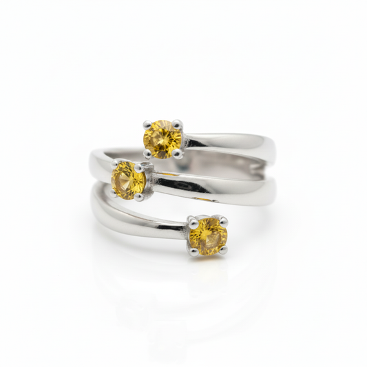 Anello in Argento 925 con Quarzo Citrino - Vista Frontale
