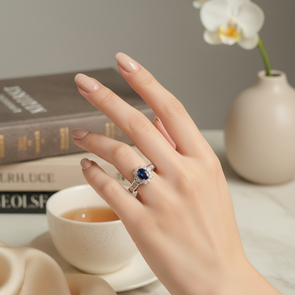 Anello in Argento 925 con Zaffiro e Zirconi - Lifestyle