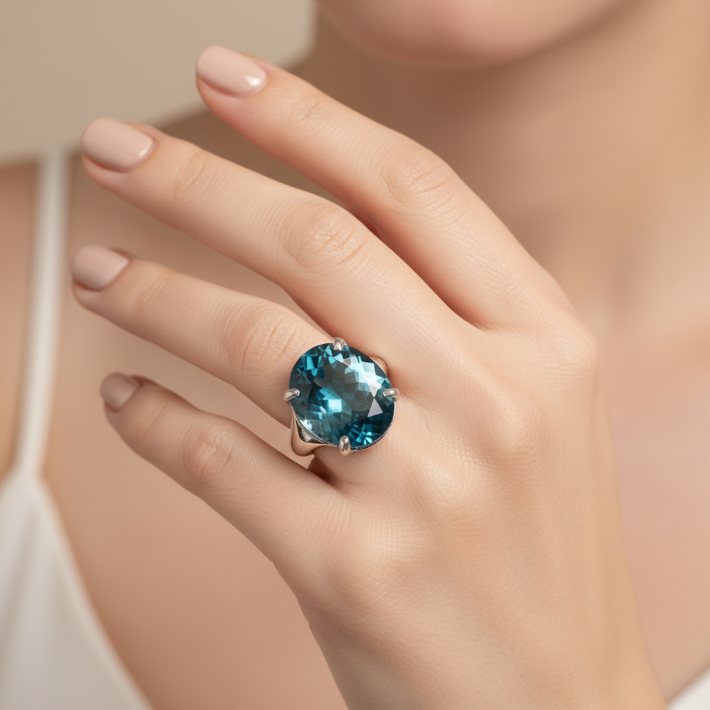Topazio London Blue briolette lifestyle