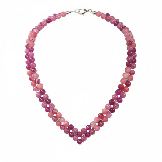 Collana in agata e giada con argento 925 rodiato