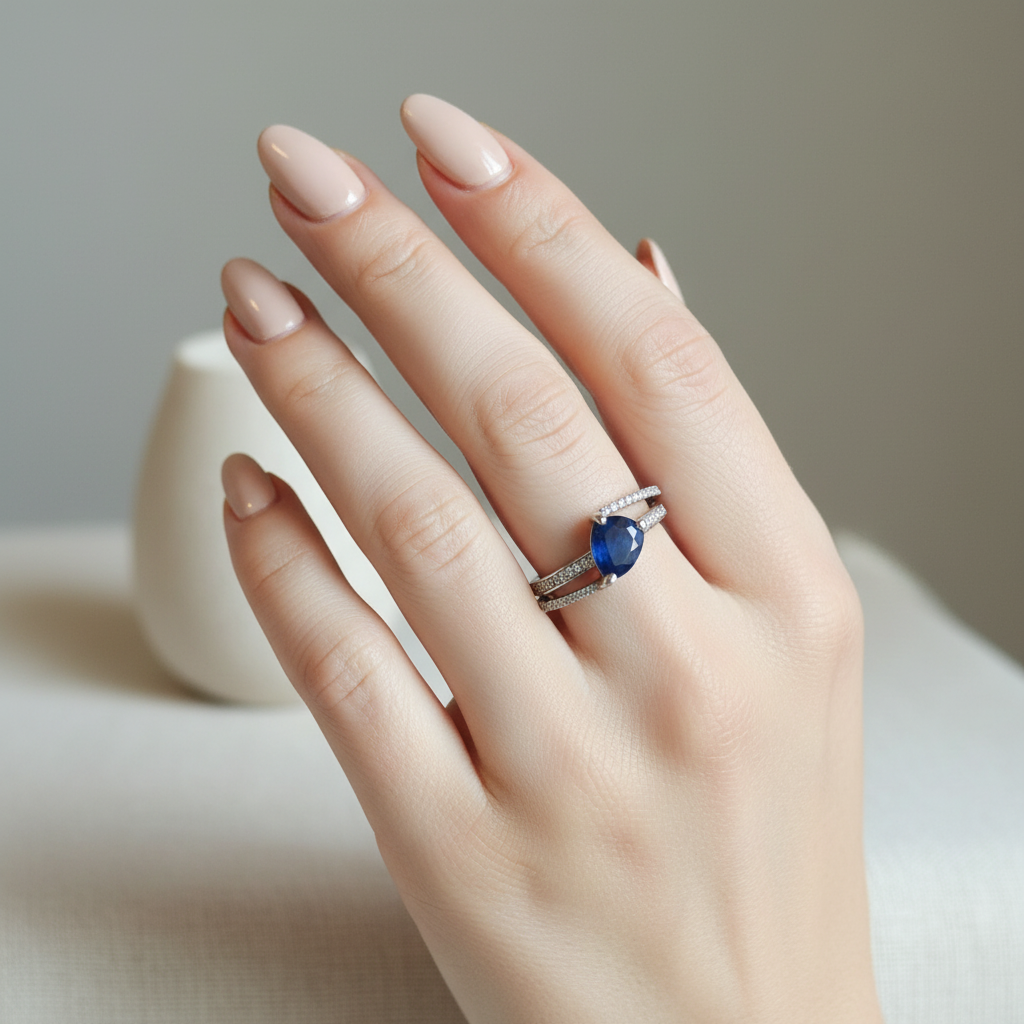 Anello con Zaffiro e Pavé di Zirconi - Lifestyle