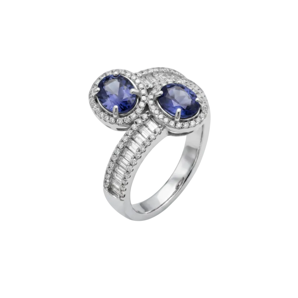 Anello iolite - posizione peridoto