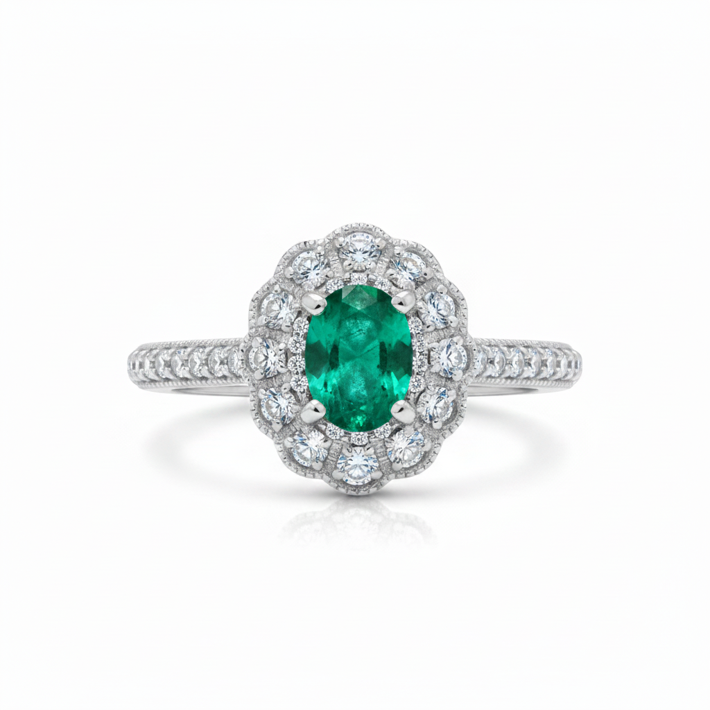 Anello Smeraldo - Sfondo Bianco