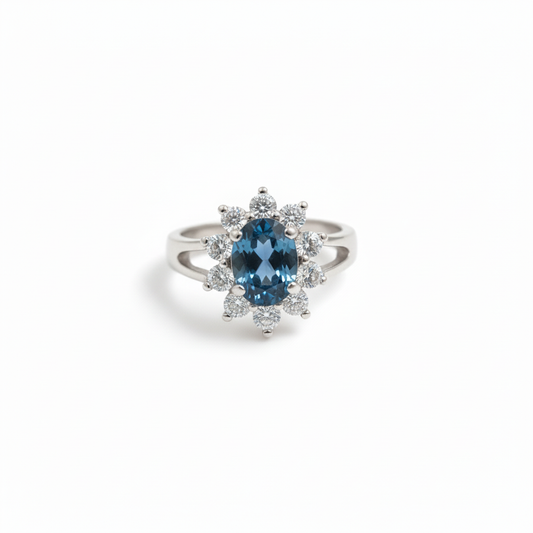 Anello Topazio Blu - Frontale Centrato