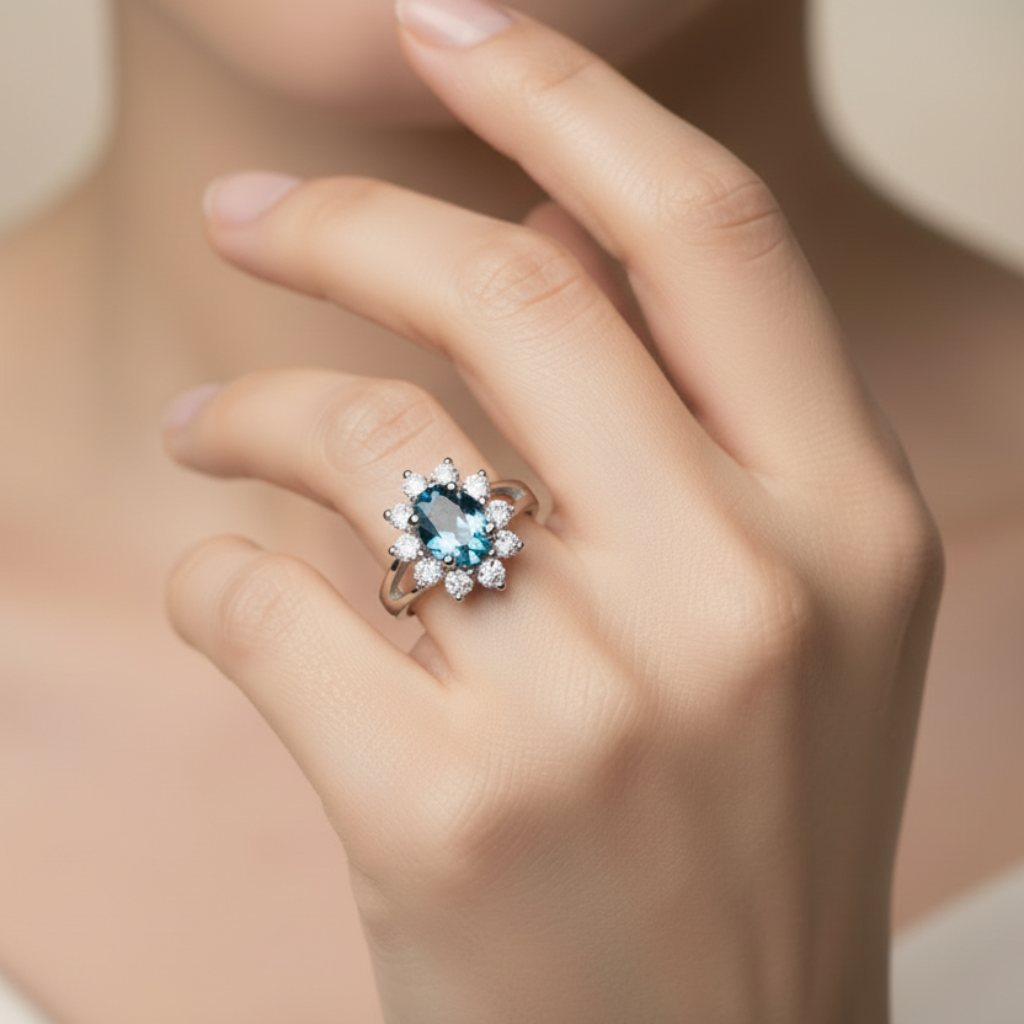 Anello Topazio Blu - Lifestyle Zirconi Trasparenti