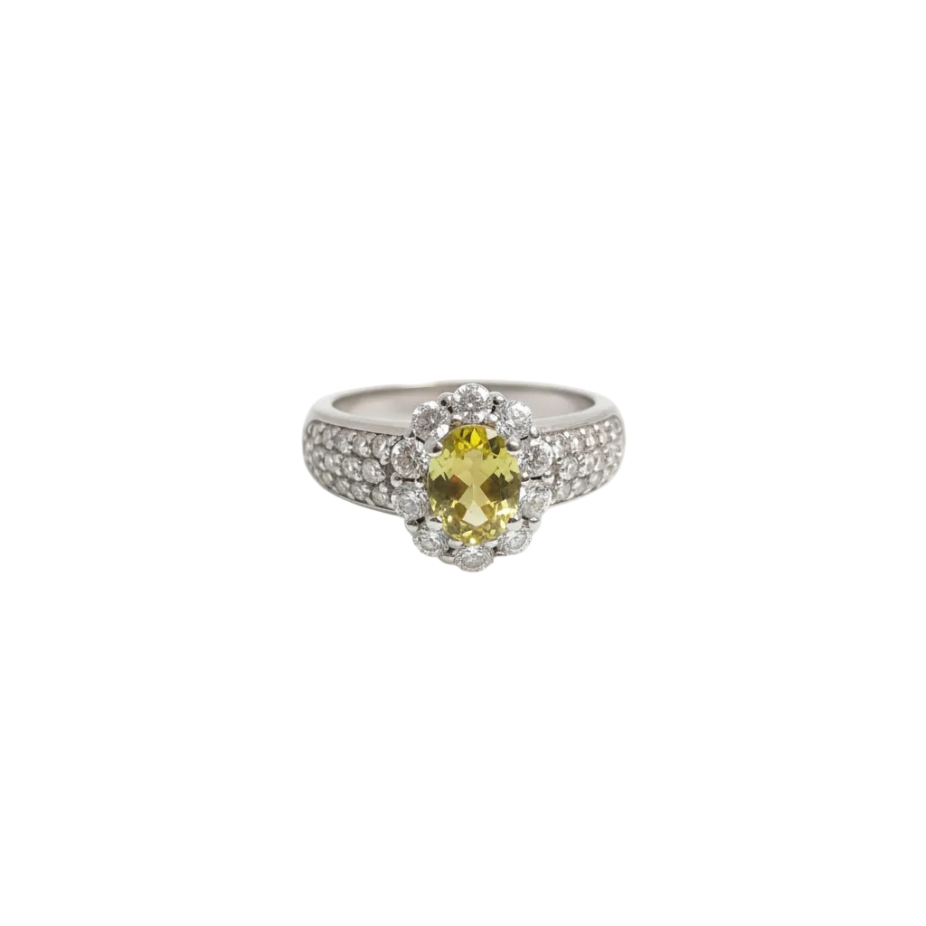 Anello Tormalina Canary - Posizione Centrata Come Granato