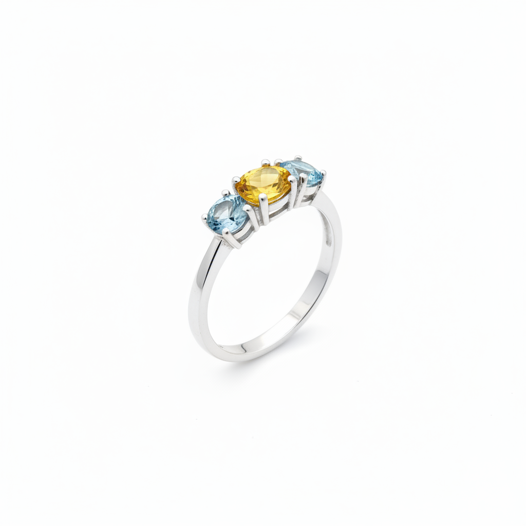 Anello zaffiro giallo - vista angolata