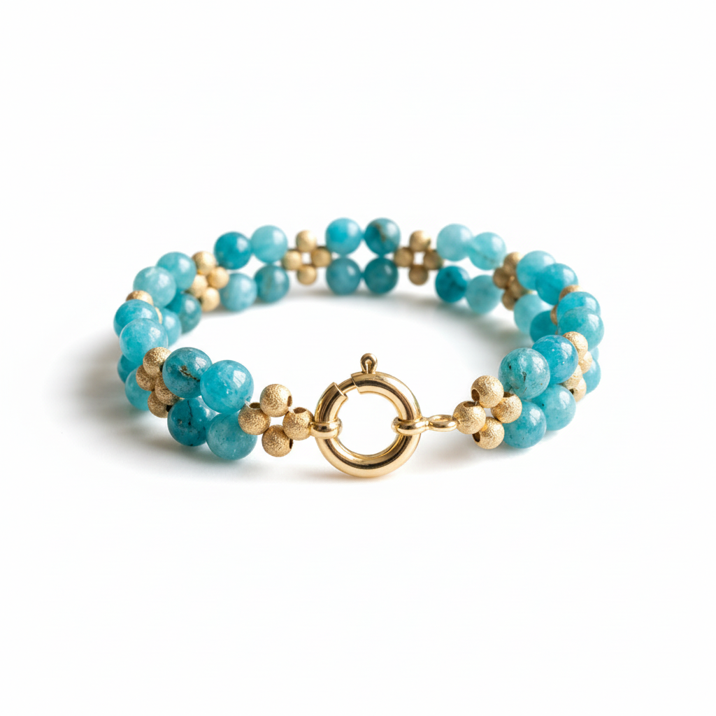 Bracciale amazzonite sfondo bianco