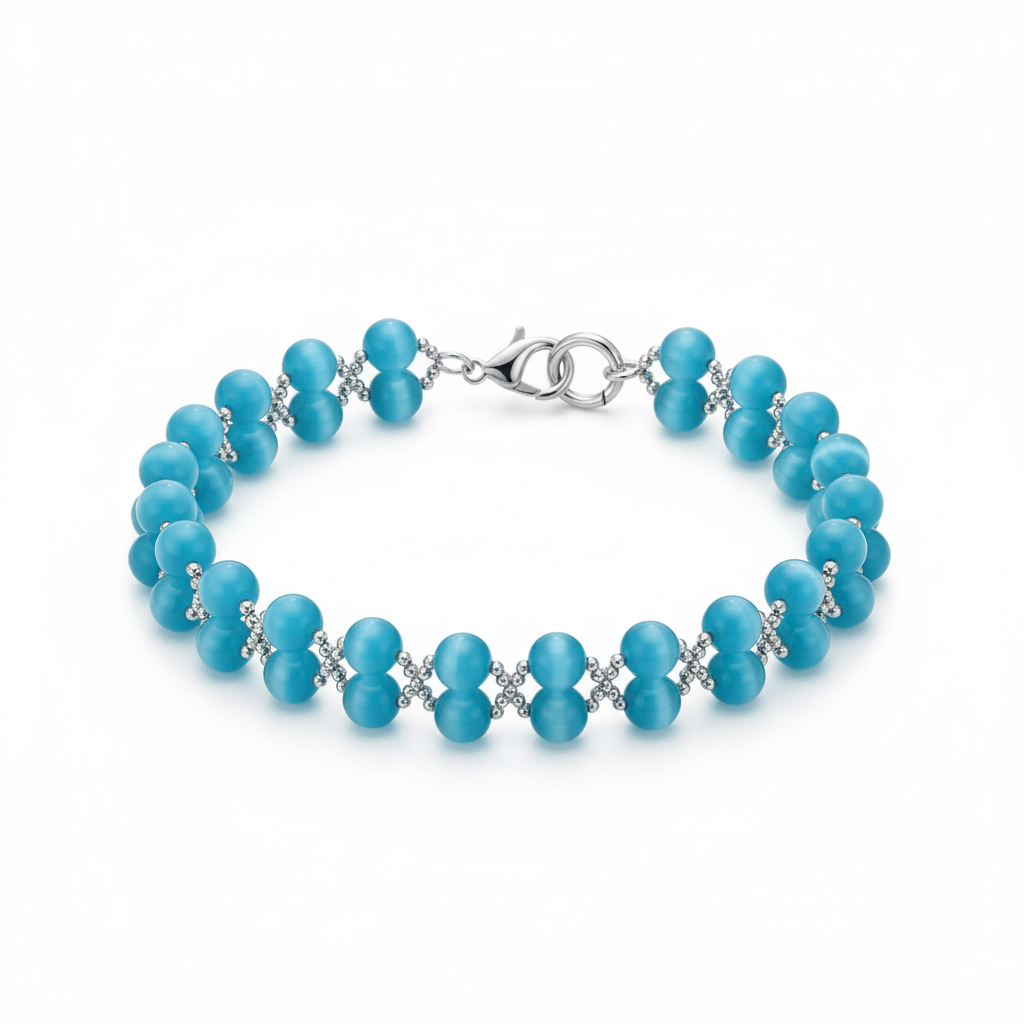 Bracciale occhio di gatto azzurro circolare — Gabriel Milano