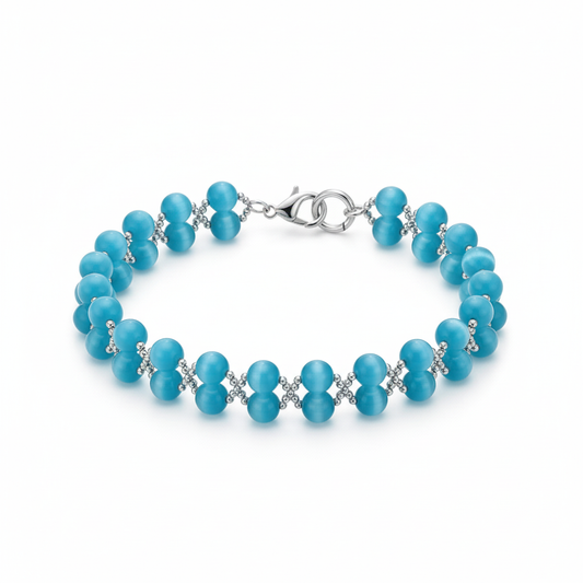 Bracciale occhio di gatto azzurro circolare — Gabriel Milano