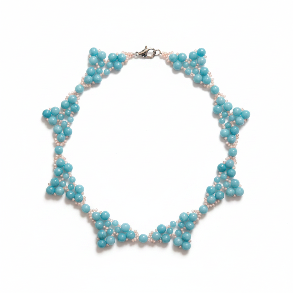 Collana angelite e pietra di luna rosa - prodotto