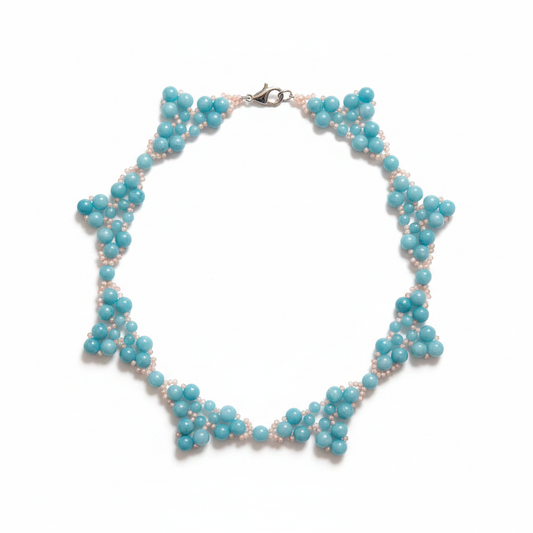 Collana angelite e pietra di luna rosa - prodotto