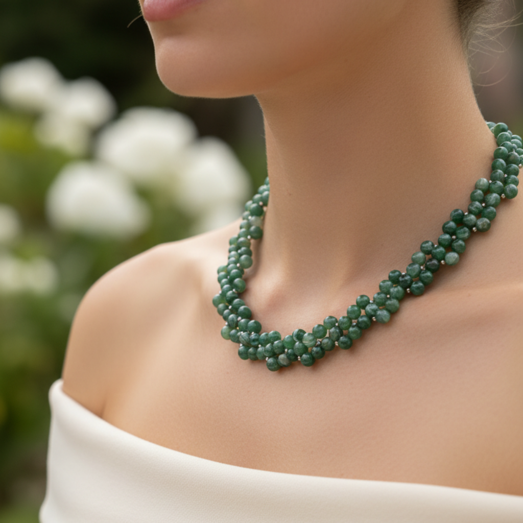 Collana agata verde striata lifestyle