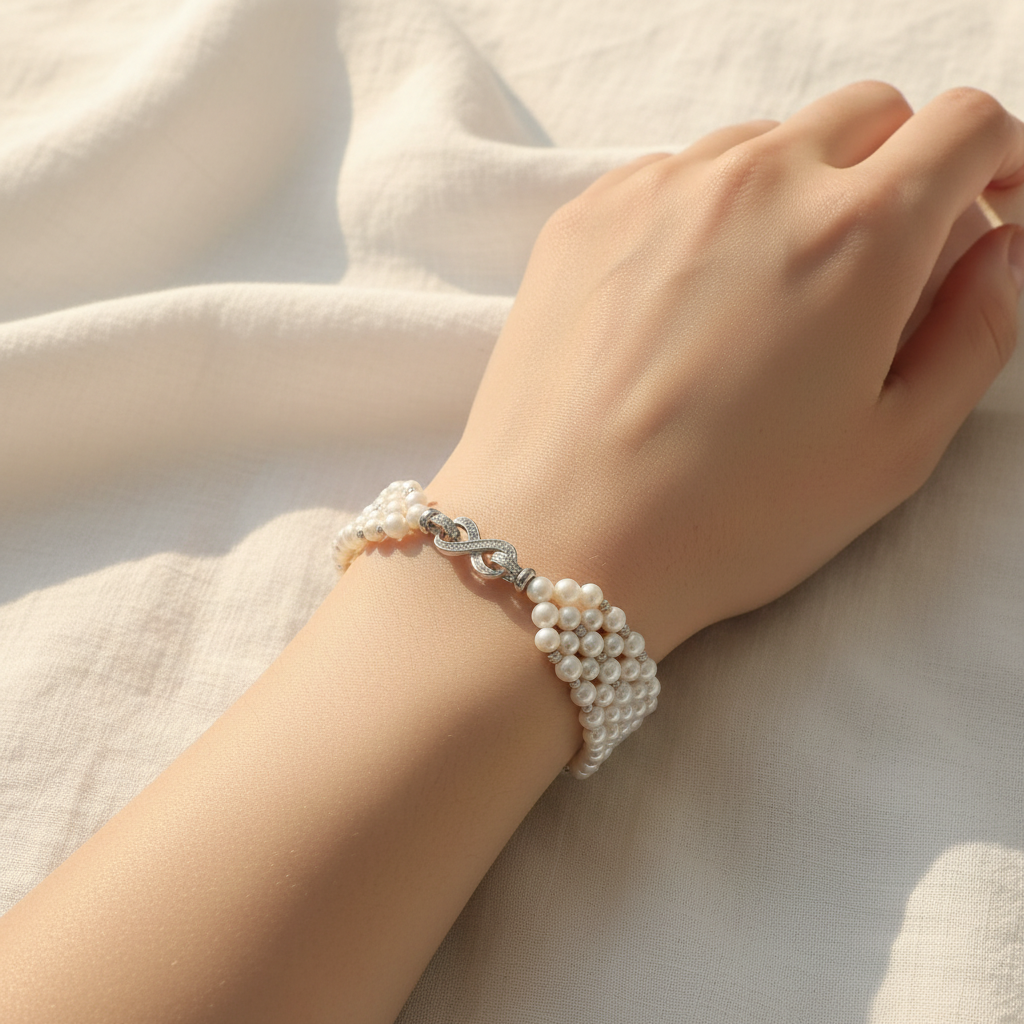 Bracciale in perle di fiume con chiusura infinito - lifestyle
