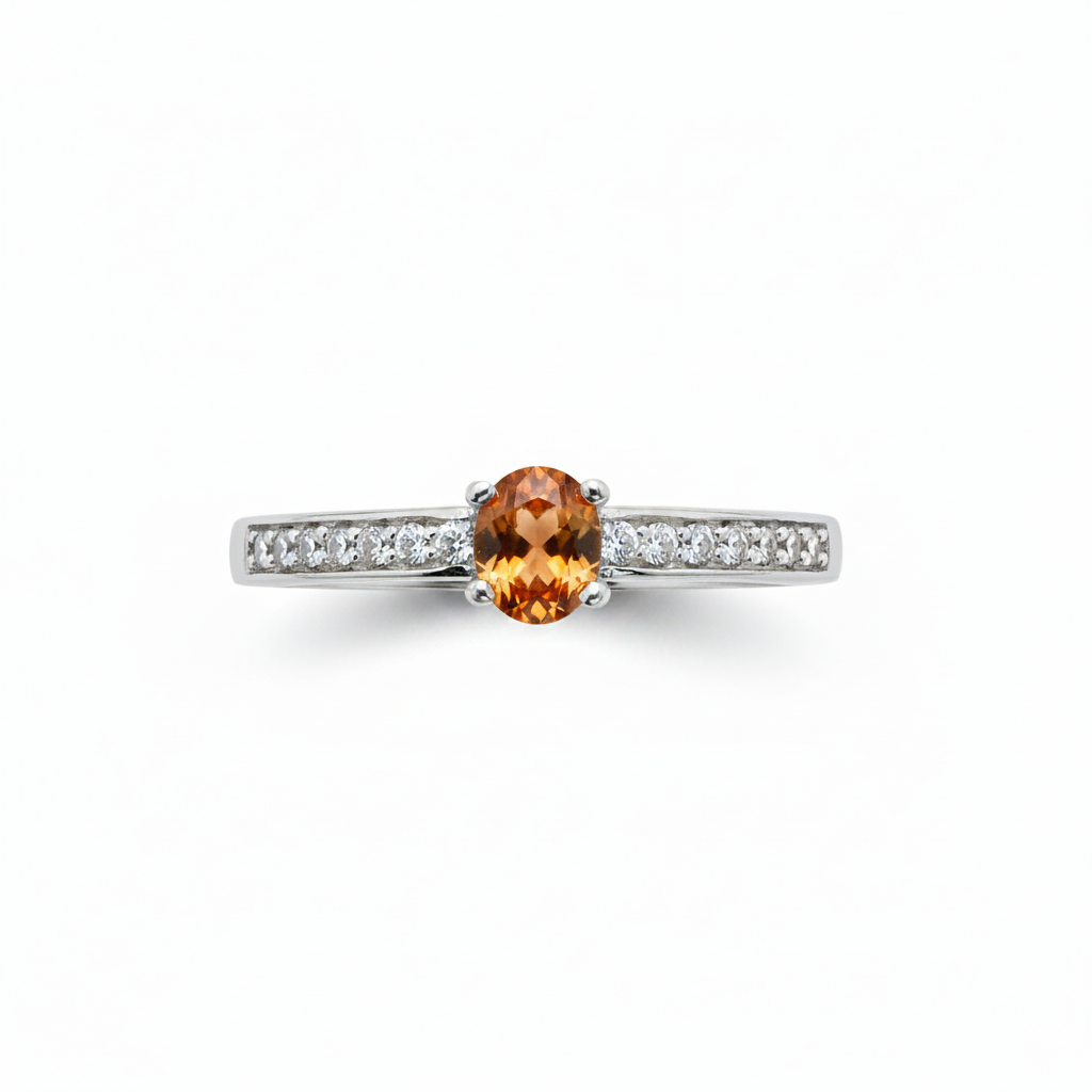 Anello tormalina arancione - vista frontale