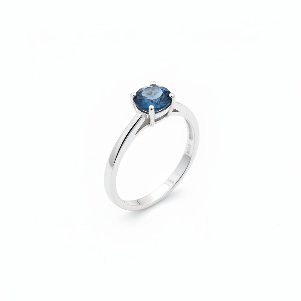 Anello solitario topazio blu London