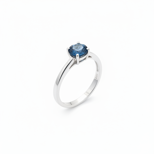 Anello solitario topazio blu London