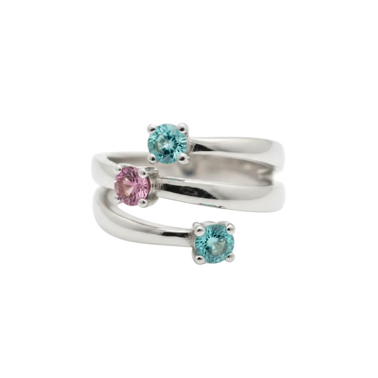 Anello in argento 925 con tormalina rosa e apatiti