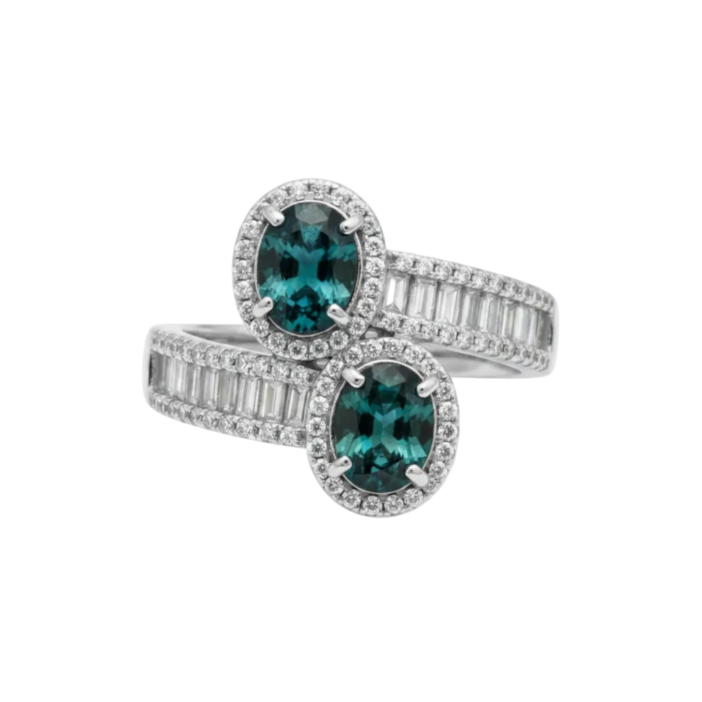 Anello zaffiri australiani - vista frontale