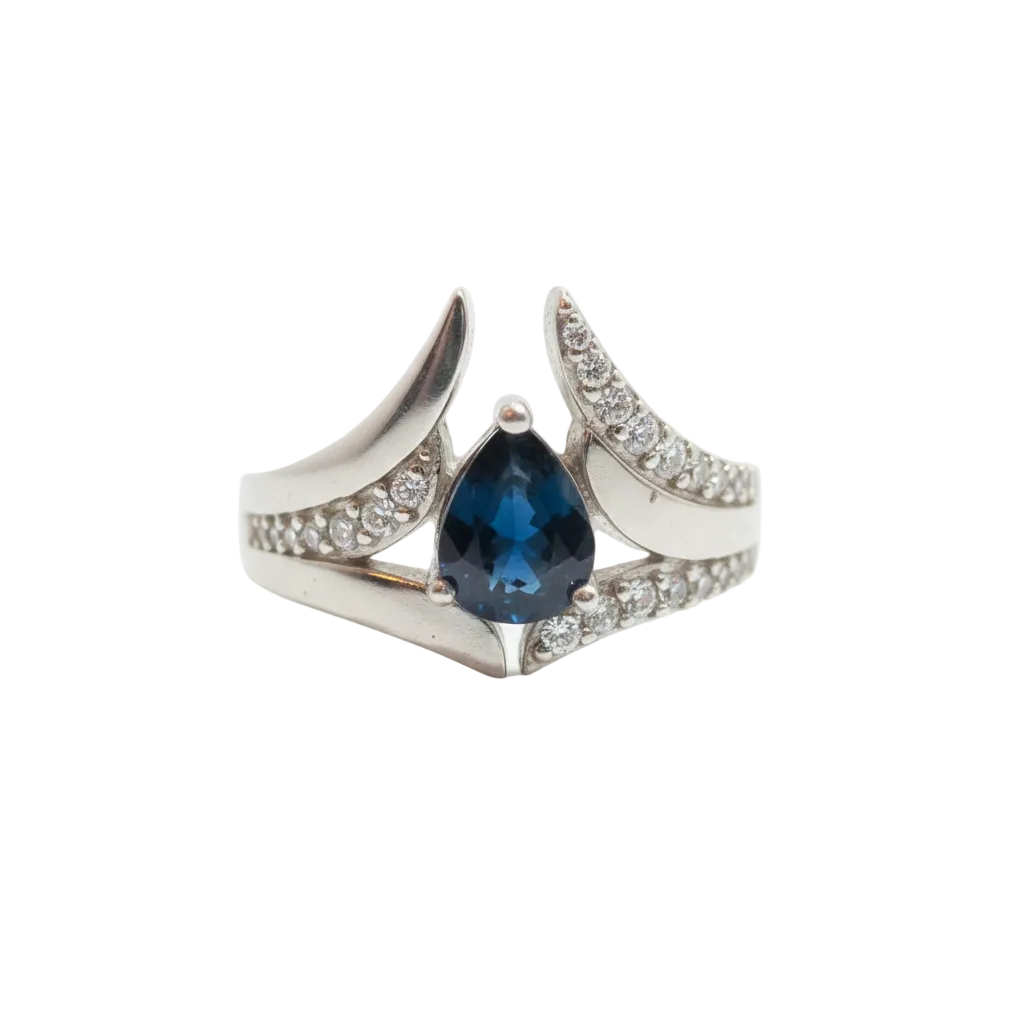 Anello in Argento 925 con Zaffiro Australiano - Vista Frontale