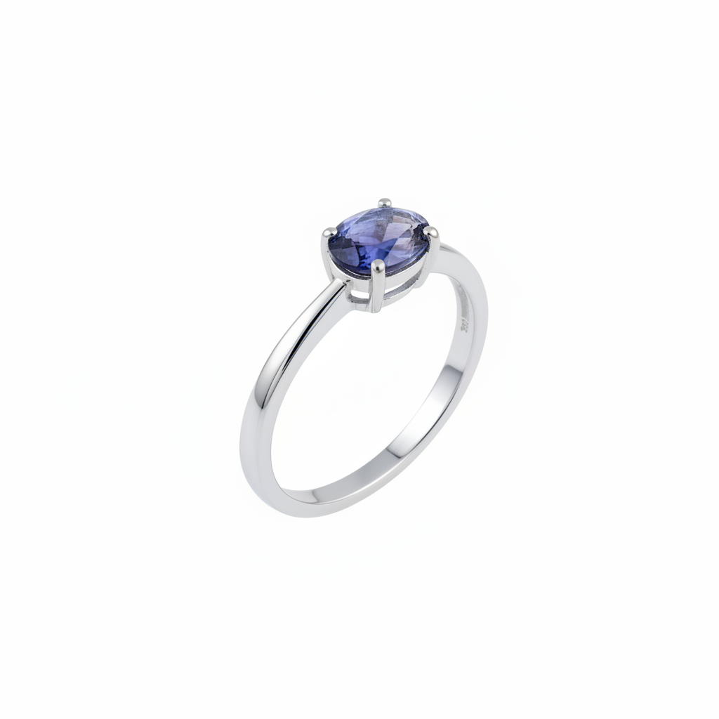 Anello in argento 925 con iolite taglio ovale
