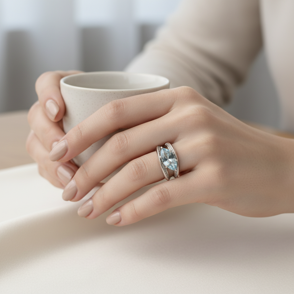 Anello in Argento 925 con Acquamarina - Lifestyle