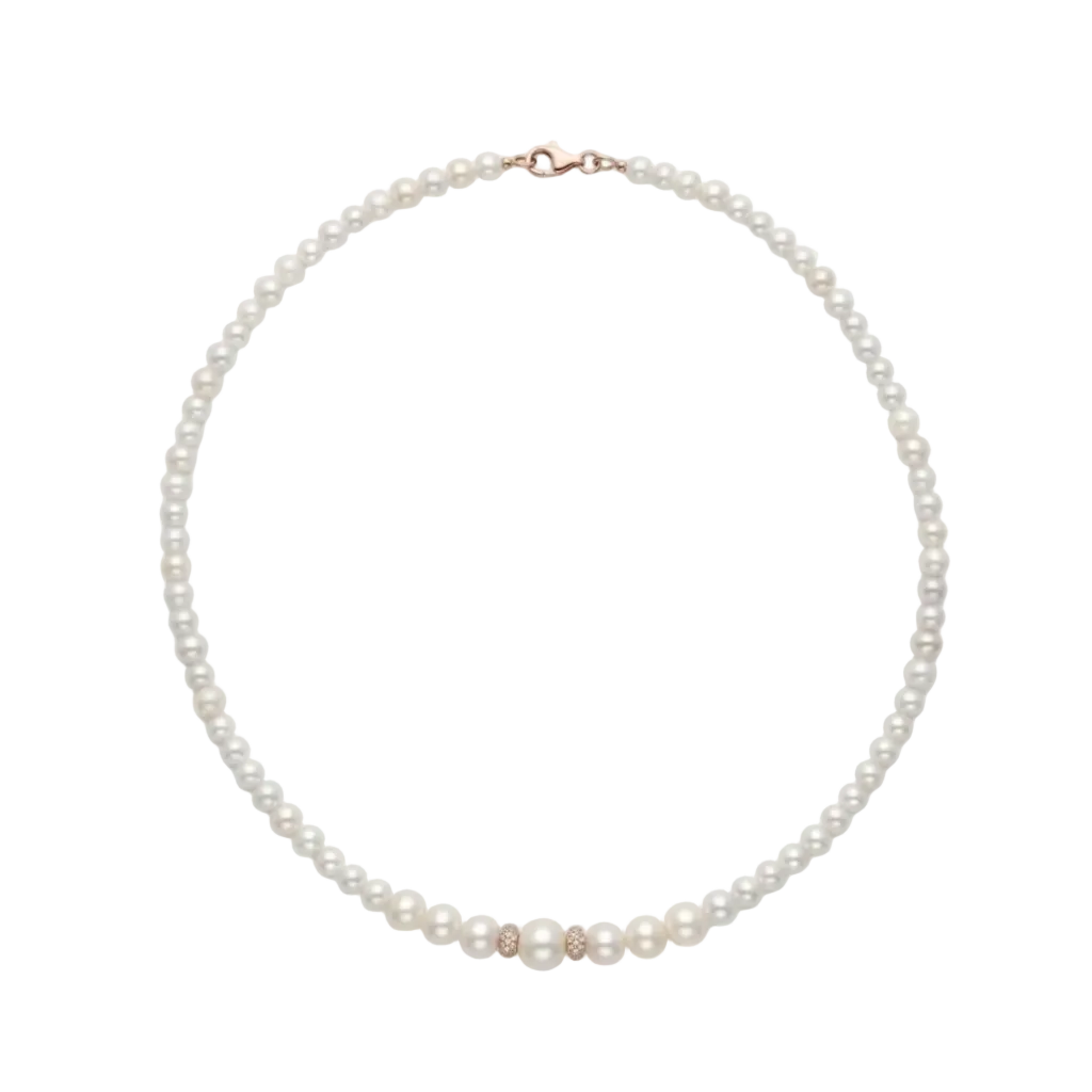River pearl necklace with rose gold inserts