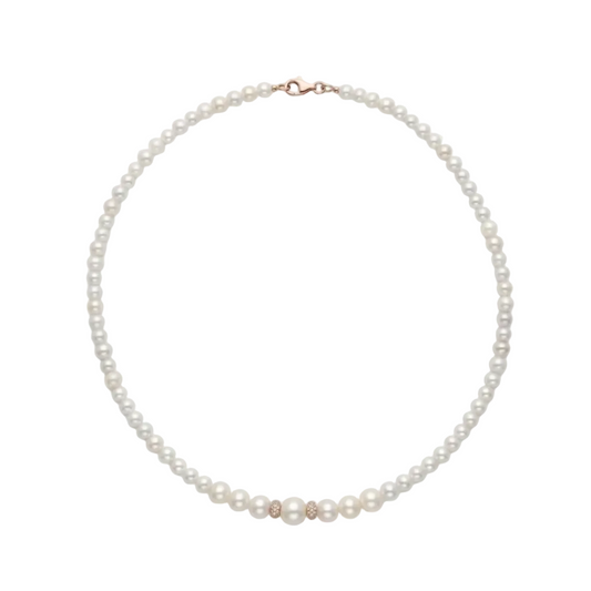 Collana in perle di fiume con inserti oro rosa