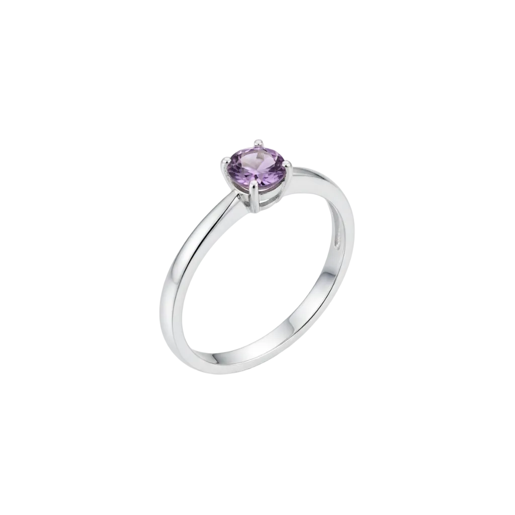 Anello in argento 925 con ametista - Vista tre quarti