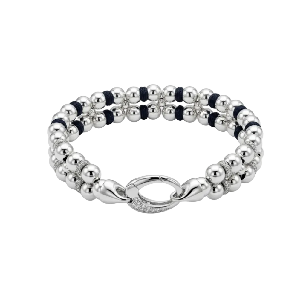 Braided 925 silver bracelet with oval clasp and zircons