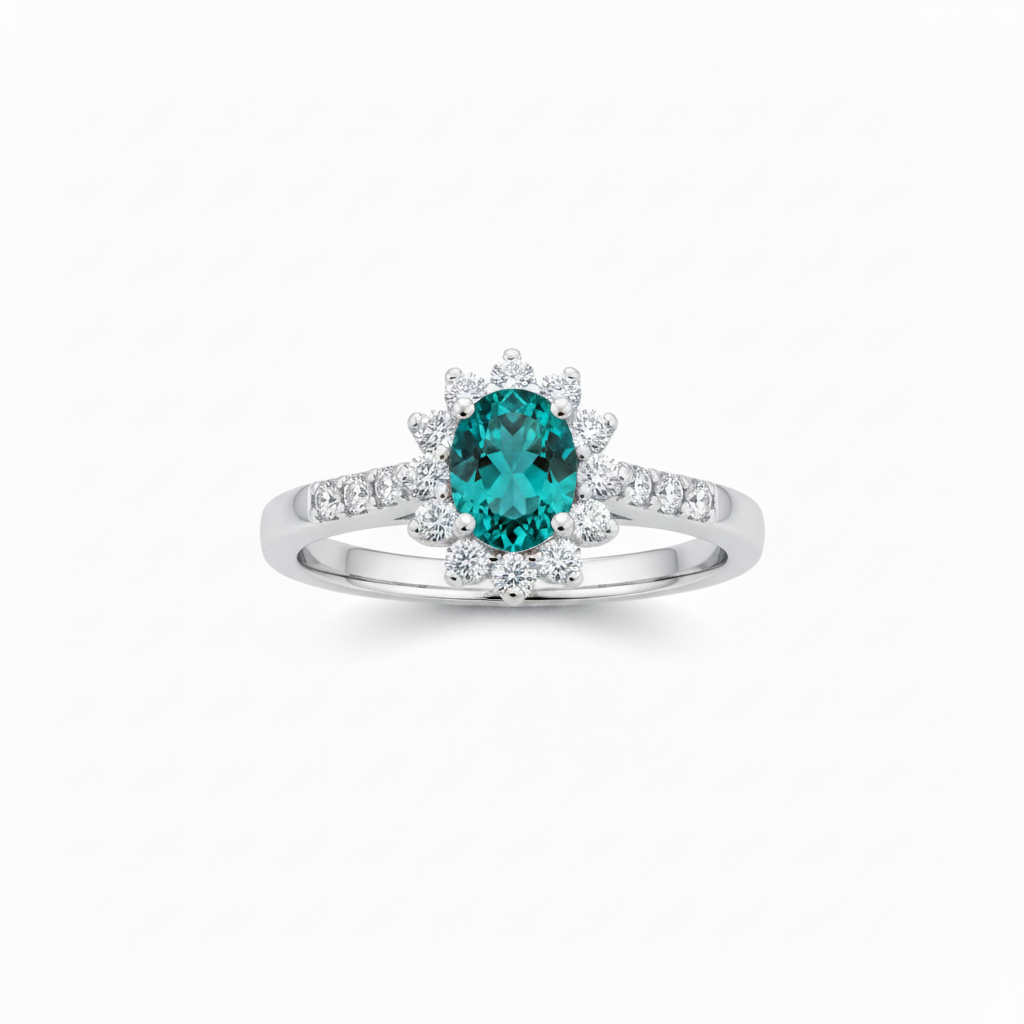 Anello apatite e zirconi - vista frontale