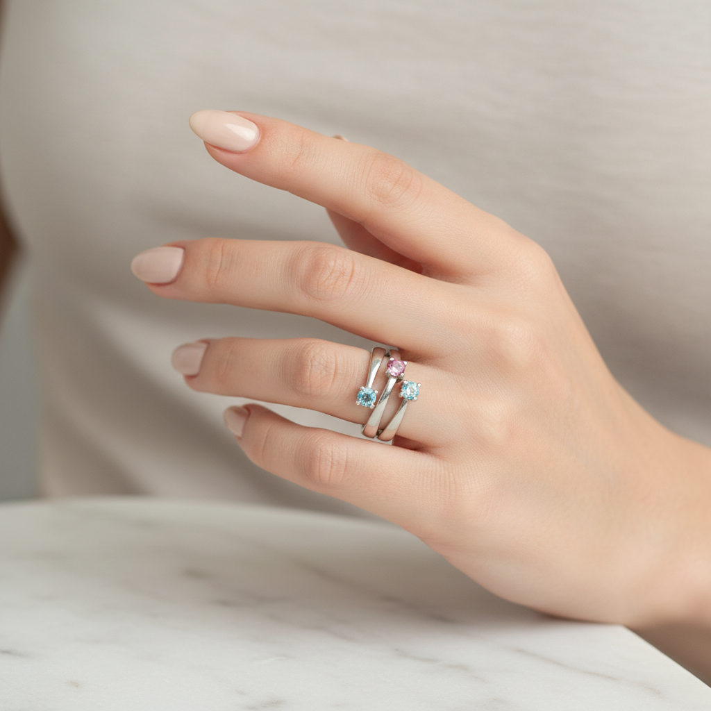 Anello in Argento 925 con Tormalina Rosa e Apatiti - Lifestyle