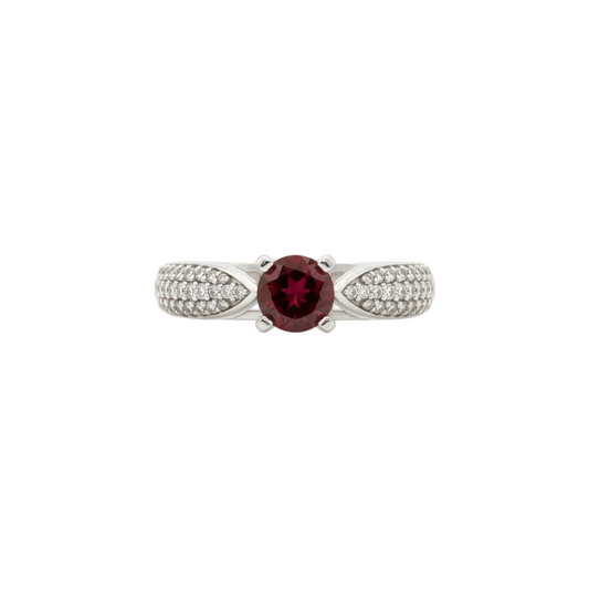 Anello in Argento 925 con Granato Rosso - Vista Frontale