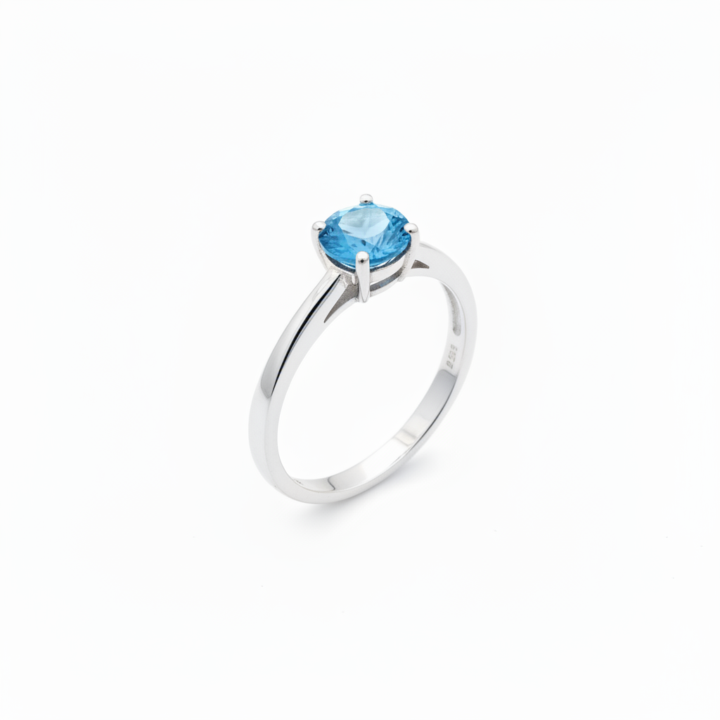 Anello topazio Swiss Blue - vista angolata