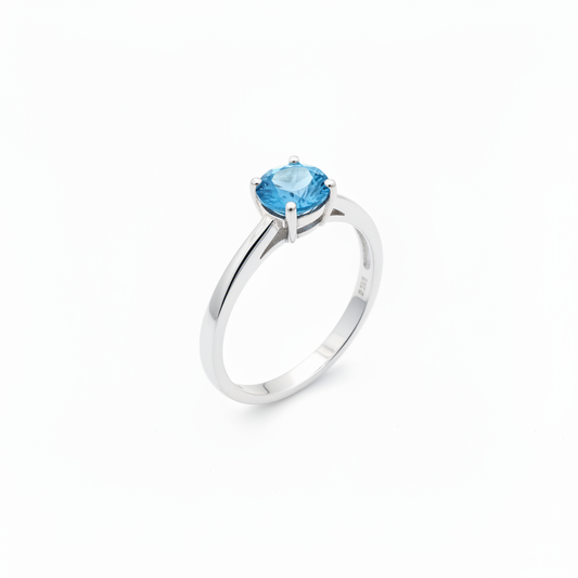 Anello topazio Swiss Blue - vista angolata