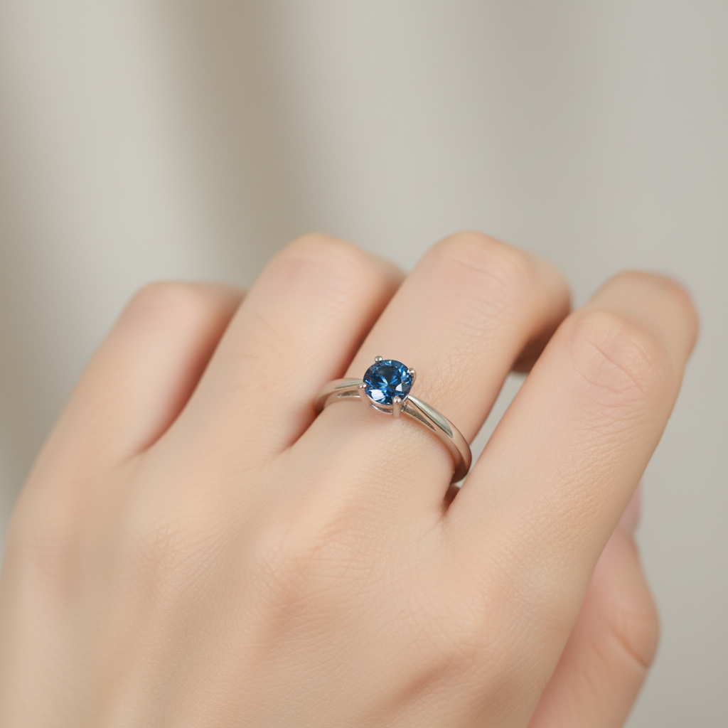 Anello solitario topazio blu London - lifestyle