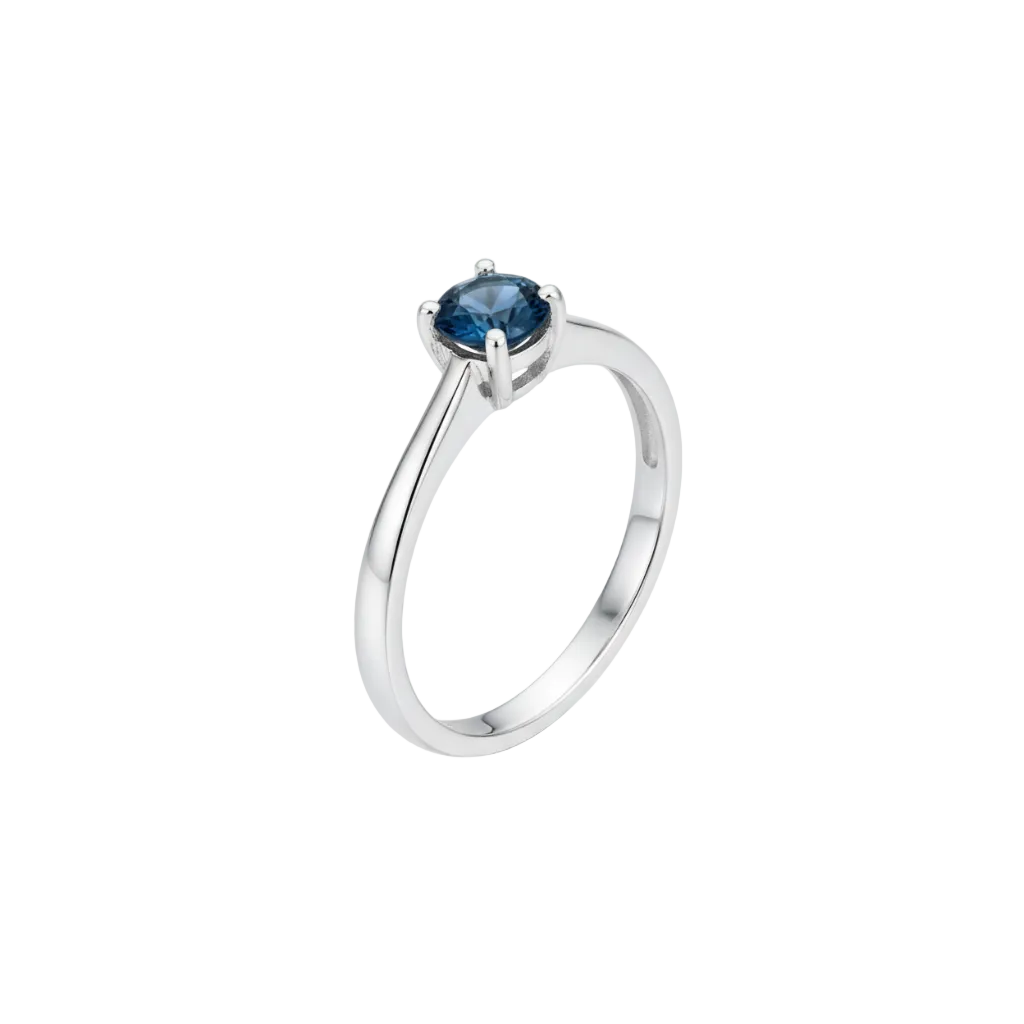 Anello con topazio blu vista tre quarti