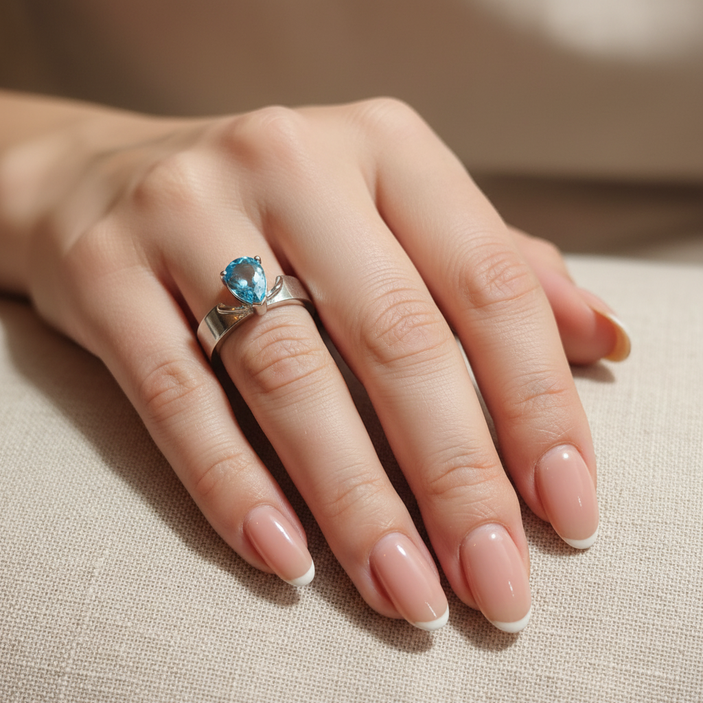 Anello topazio Swiss Blue goccia - lifestyle