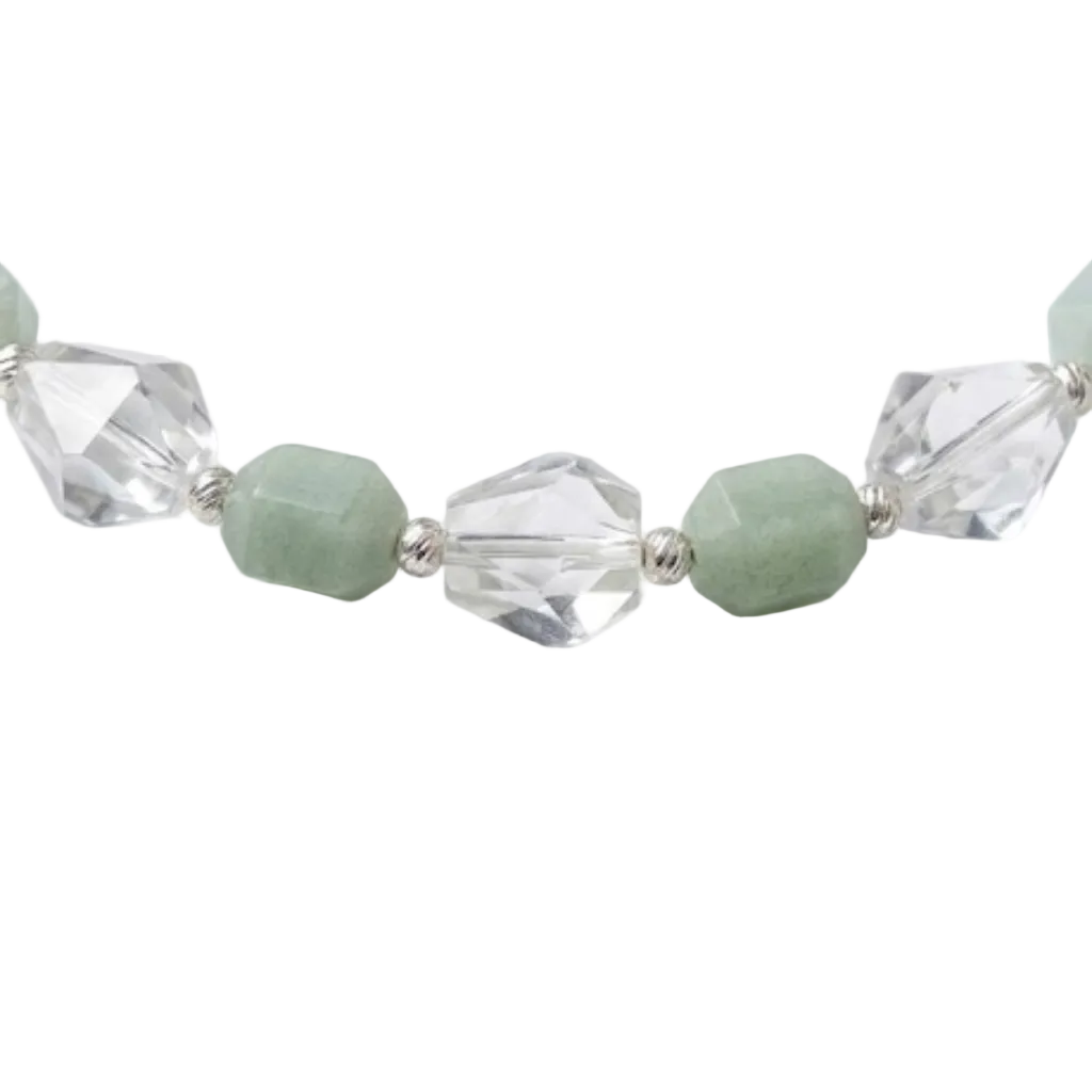 Green onyx, prasiolite, and prehnite necklace with 925 silver
