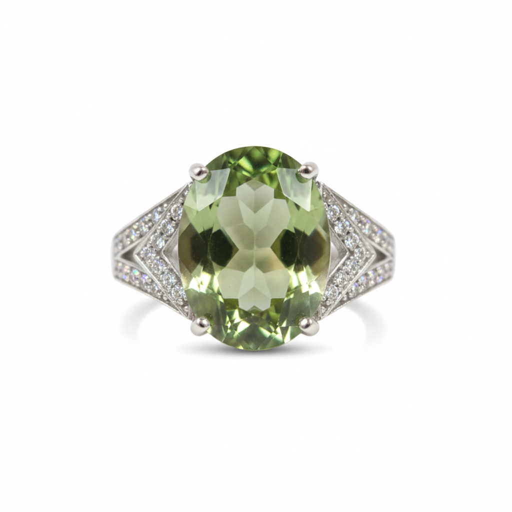 Anello in Argento 925 con Prasiolite - Vista Frontale