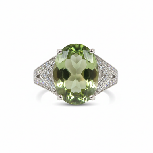Anello in Argento 925 con Prasiolite - Vista Frontale
