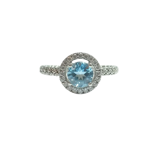 Anello in Argento 925 con Topazio Blu - Vista Frontale