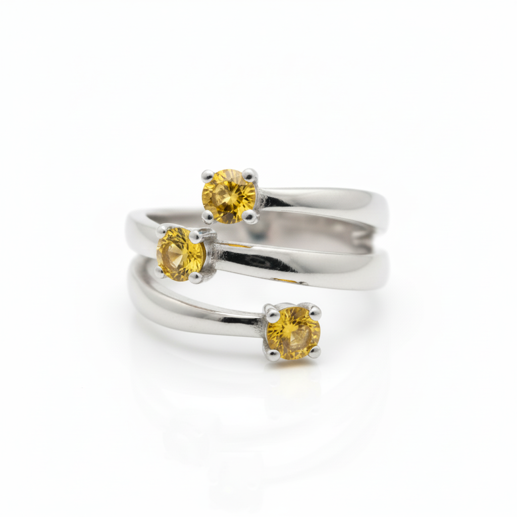 Anello in Argento 925 con Quarzo Citrino - Vista Frontale