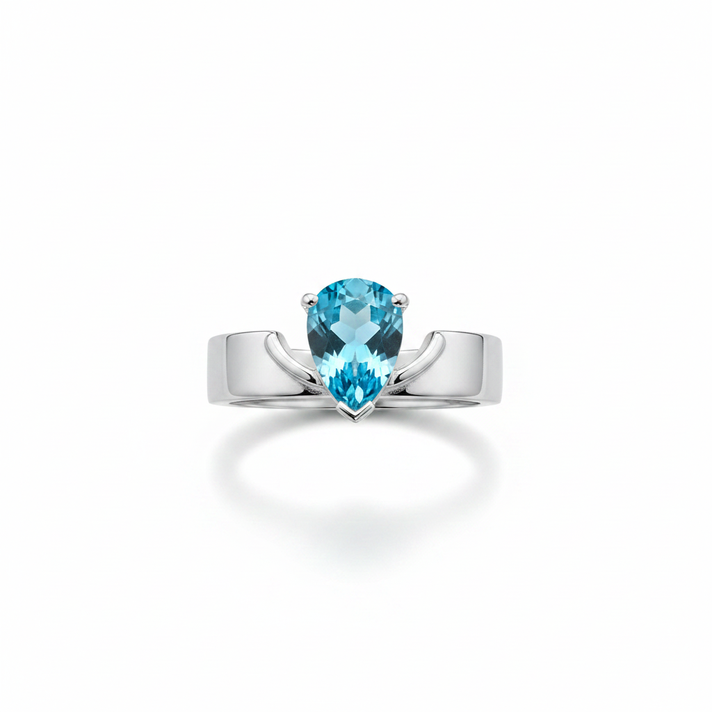 Anello topazio Swiss Blue goccia - vista frontale